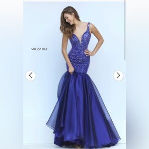 Sherri Hill Royal Blue Embellished Dress